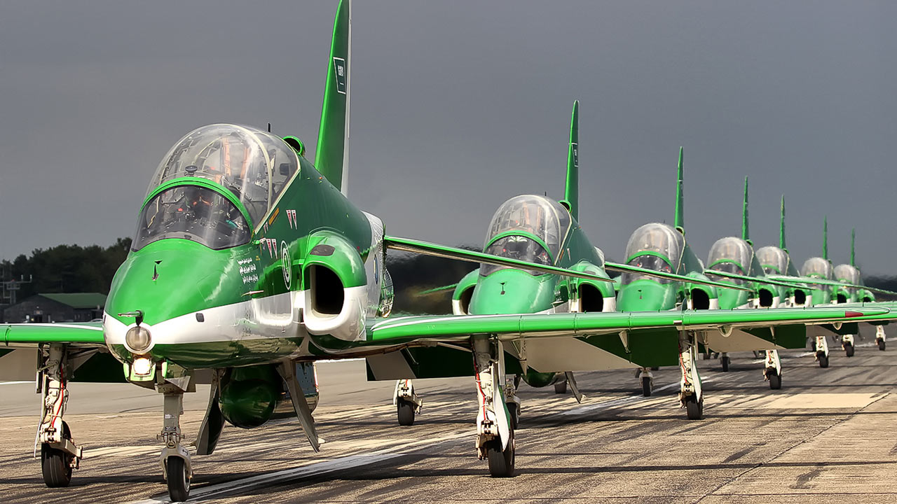The Saudi Hawks Continue to Wow Crowds at the UK Air Show on Day Two.